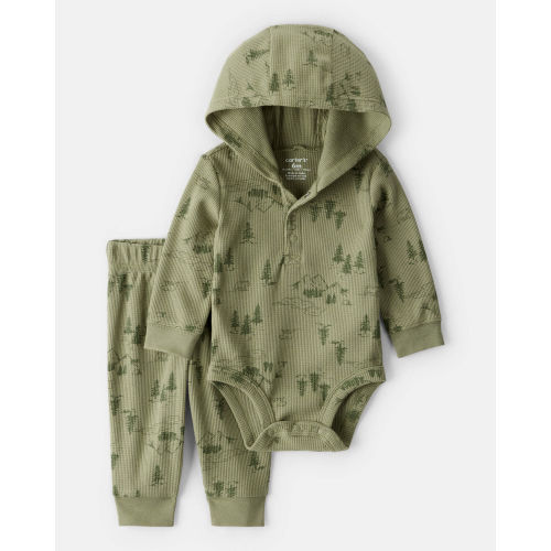 Baby 2-Piece Mountain Thermal Bodysuit & Pant Set - Green | Carter's