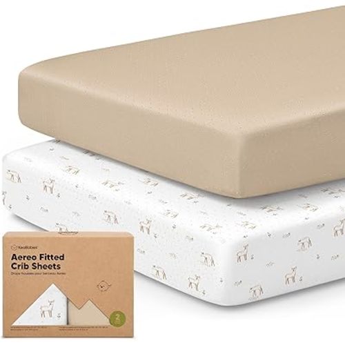 KeaBabies 2-Pack Fitted Crib Sheets for Boys, Girls, Baby - Soft Bamboo Viscose Cotton, 52x28 Standard Crib Mattress Sheets, Toddler Bed Mattress Cover, Gender Neutral, Breathable,Durable (Wild Fawn)