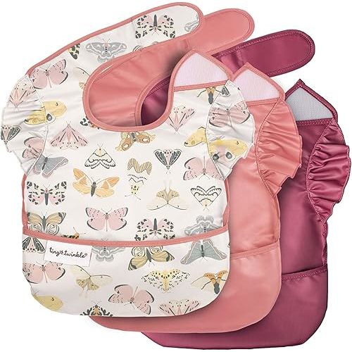Tiny Twinkle Mess-Proof Baby Bib - Waterproof Bib for Baby Boy or Girl - PFAS, PVC, BPA, Phthalate Free - Baby Food Bibs