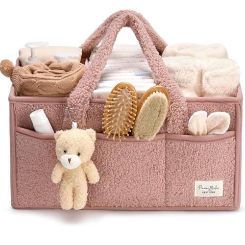PeraBella Baby Diaper Caddy Organizer with Handle, Boy & Girl Shower Gift Basket, Portable Diaper Storage Basket Bin for Wipes, Newborn Baby Essentials Registry Search Must Haves, Car Caddy Organizer