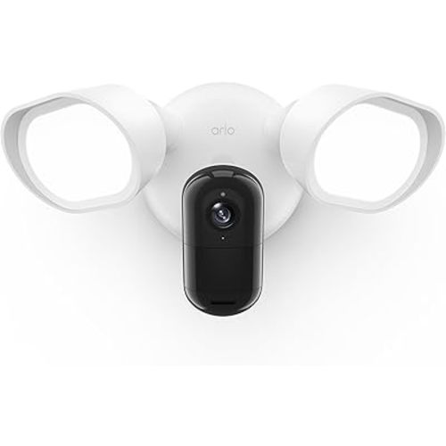 Arlo Wired Floodlight Camera | Home Security Camera with 2K Video and HDR | 2000 Lumens | Integrated Siren, Weather-Resistant, Color Night Vision, 160º Field of View, 2-Way Audio, White (2025)