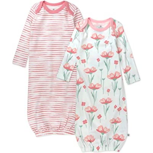 HonestBaby 2-Pack Sleeper Gowns Layette Sets 100% Organic Cotton for Newborn Baby Boys, Girls, Unisex