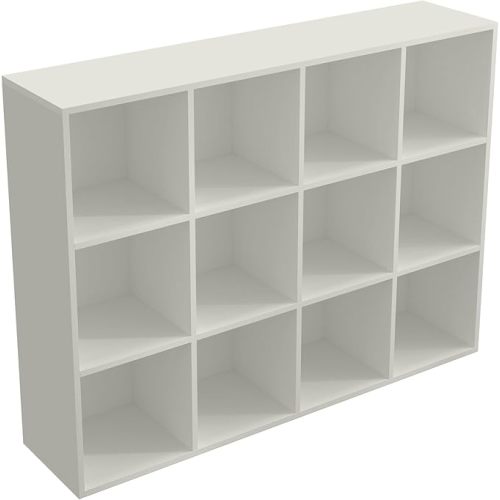 12-Cube Storage Shelf Bookcase, Warm White | Wooden 3-Tier Open Bookshelf, Fits 11×11" Bins, Vertical or Horizontal Use, Full Back Panels, For Home Office