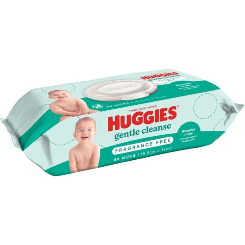 Huggies Thick Baby Wipes Fragrance Free 80 Pack
