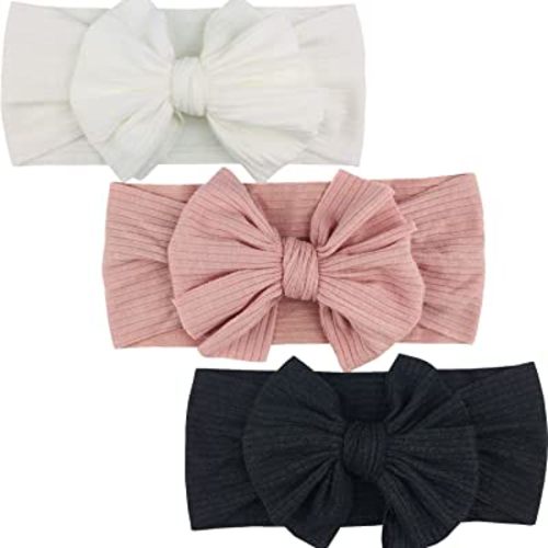 Baby Headbands Baby Girls Bows Headband Newborn Bow Handmade Soft Headbands with Bows Hairbands for Infant Toddler Black White Pink