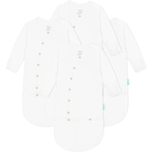 Supersoft Baby Sleeper Gowns, 4-Pack Premium Bamboo Viscose Infant Nightgown Sleepers Preemie Newborn Snap Bundles