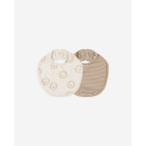 Jersey Snap Bib, 2 Pack || Lions, Cinnamon Stripe