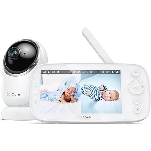 NovaView Video Baby Monitor - 5” 1080P Display, Ultra-Low Radiation, 5000mAh Battery, Clear Night Vision, Real-Time/VOX, 2X/4X Zoom, 1000ft Range, 2-Way Audio, Pan & Tilt, No WiFi Baby Camera