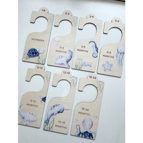 Wooden Baby Wardrobe Dividers (Under The Sea) | Newborn – 18-24 (7pk)