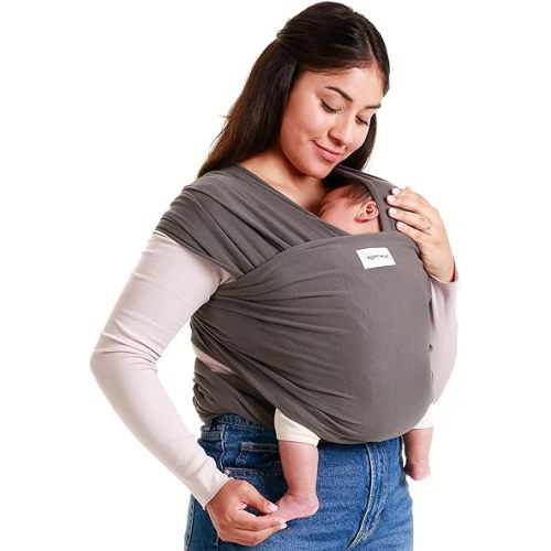 Sleepy Wrap Baby Carrier Newborn to Toddler (7–35 lbs) – Lightweight & Stretchy Baby Wrap Carrier for Infants – Ergonomic Hands Free Baby Sling Wrap for Comfortable Baby Wearing (Dark Gray)