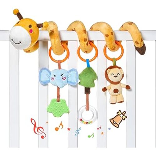 TUMAMA KIDS Spiral Car Seat & Stroller Activity Toy - Giraffe Textured Play Activity Toy for Sensory Exploration and Engagement, Ages 0 and Up
