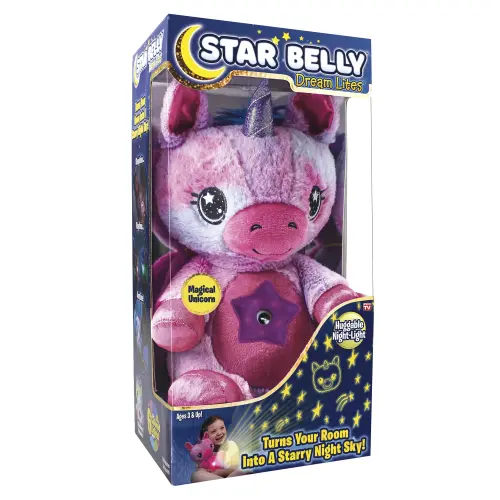 Star Belly Dream Lites Pink & Purple Unicorn, Huggable Kids Night Light, as Seen on TV