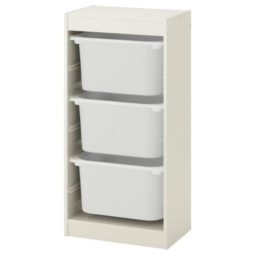 TROFAST Storage combination with boxes - white/white 18 1/8x11 3/4x37 "