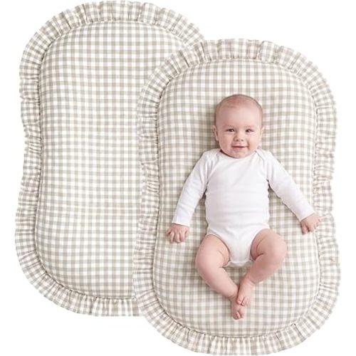 Gingham Baby Lounger Cover with Ruffle 100% Cotton