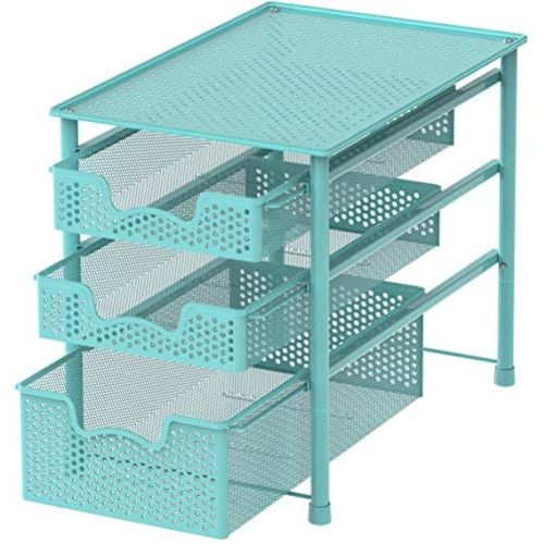 Simple Houseware Stackable 3 Tier Sliding Basket Organizer Drawer, Turquoise