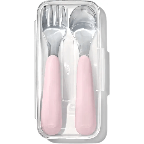 OXO Tot On-The-Go Fork and Spoon Set - Blossom