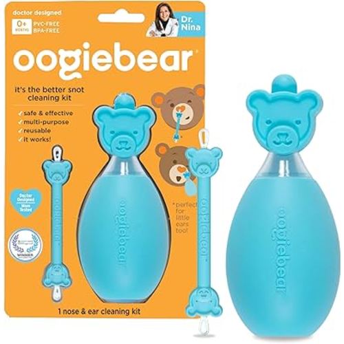 oogiebear BearPair Baby Nose Cleaner & Ear Wax Removal Tool with Nasal Aspirator - Safe Booger & Earwax Removal for Newborns, Infants, Toddlers