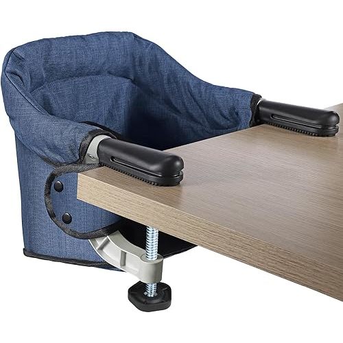 Hook On Chair, Clip on High Chair, Fold-Flat Storage Portable Baby Feeding Seat, High Load Design, Attach to Fast Table Chair Removable Seat for Home and Travel(Navy Blue)