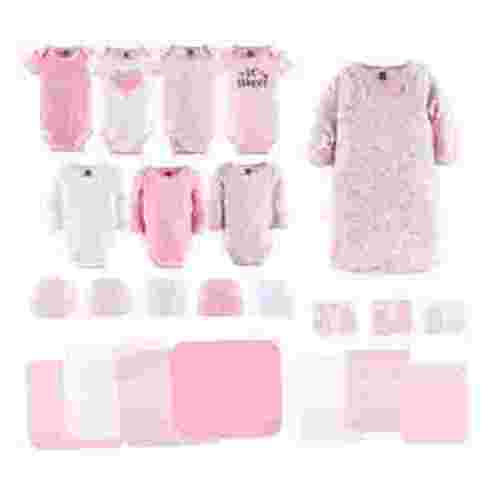 The Peanutshell Newborn Layette Gift Set for Baby Girls, 23 Essential Pieces, Pink Floral Love, 0-3 Months