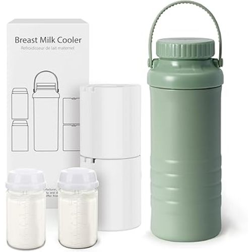 Breast Milk Cooler Bottle Portable - 22oz Capacity Breastmilk Chiller TSA-compliant for Travel, Up to 24 Hours 360° Cooling Keeps Milk Fresh, Breastfeeding Essentials with Two BPA-FREE Bottle