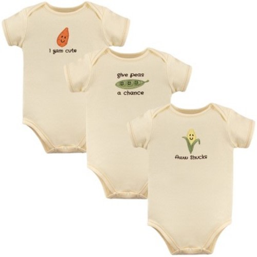 Touched by Nature Organic Cotton Bodysuits 3pk, Corn, 3-6 Months