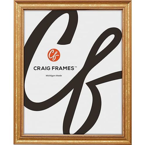 Craig Frames 16x20 Ornate Gold Picture Frame – Traditional Thin Wood Design with Plexiglass & Backing, Versatile Wall Hanging Kit Included, Style 314GD