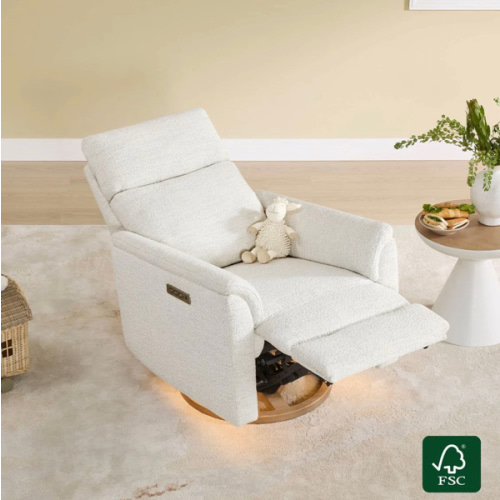Lulla Power Swivel Nursery Glider Recliner with Power Headrest and Nightlight