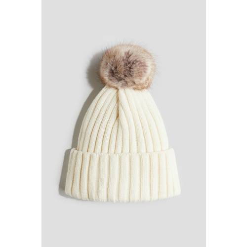 RIB-KNIT POMPOM HAT