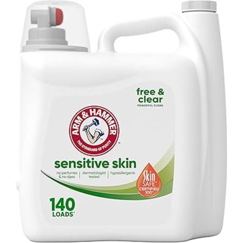 ARM & HAMMER Sensitive Skin Free Clear, 140 Loads Liquid Laundry Detergent, 140 Fl oz