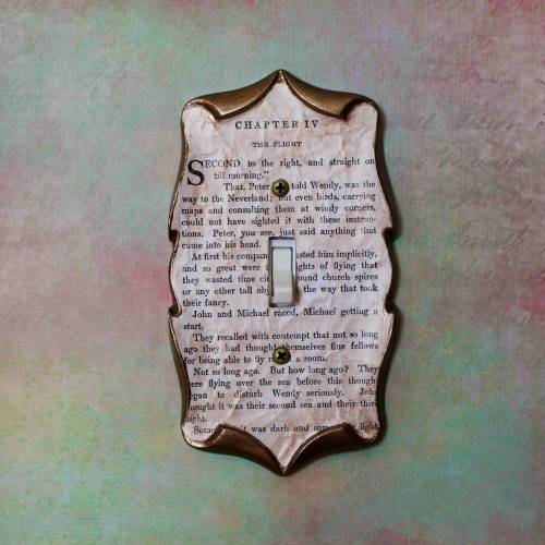 Peter Pan Neverland Decoupage Book Page Light Switch Cover