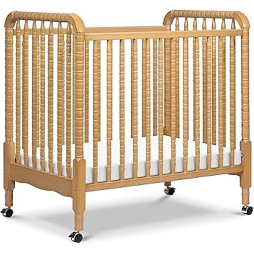 Davinci Jenny Lind 3-in-1 Convertible Mini Crib in Honey, Removable Wheels, Greenguard Gold Certified