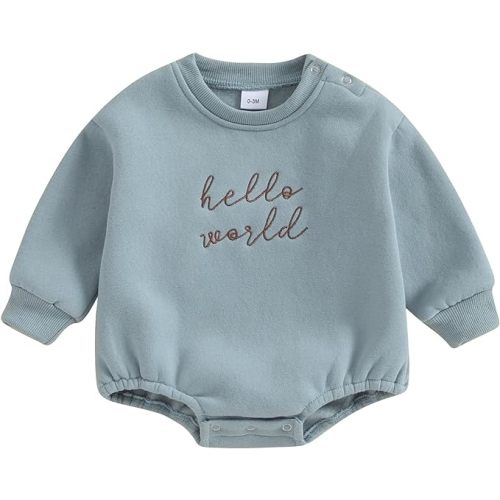VISGOGO Newborn Infant Baby Boy Girls Oversized Romper Little Dude Sweater Onesie Coming Home Outfit Neutral Clothes