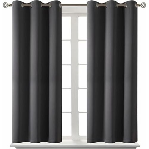 BGment Blackout Curtains for Bedroom - Grommet Thermal Insulated Room Darkening Curtains for Living Room, Set of 2 Panels (38 x 54 Inch, Dark Grey)