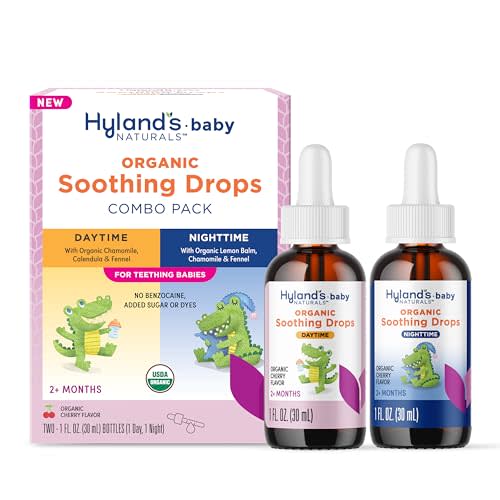 Hyland's Baby Organic Daytime and Nighttime Soothing Drops Combo Pack, Drops for Oral Discomfort, 2 oz.