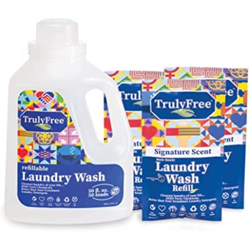Truly Free Laundry Wash, Signature Scent, Sensitive Skin Natural Detergent, Laundry Supplies for Baby Clothes, Plant-Based, No Harmful Ingredients. (150 Loads)