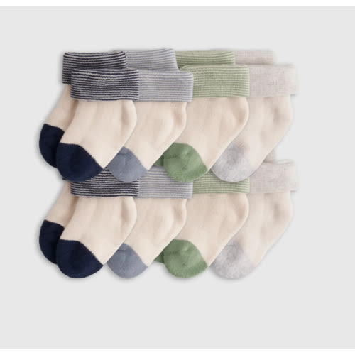 Organic Fold Over Socks 8-Pack - Baby Boy