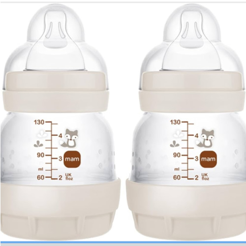 MAM Easy Start Anti-Colic Baby Bottles, Extra Slow Flow, Breastfeeding-Like Silicone Nipple Bottle, Reduces Colic, Gas, & Reflux, Easy-to-Clean, BPA-Free, Vented Baby Bottles for Newborns, 0-3 Months