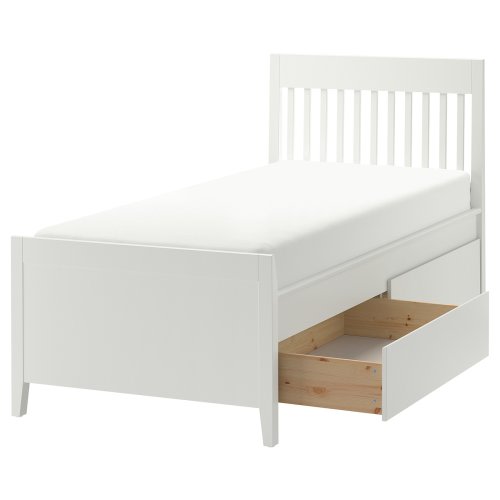 IDANÄS Bed frame with storage - white/Luröy Twin