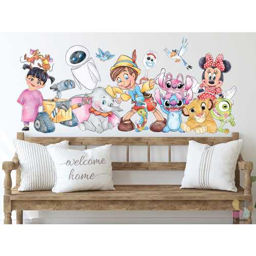 Above Door Disney Wall Stickers, Minnie and Friends, Lion King and Wall-e Decals, Removable Disney Wall Stickers