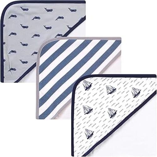 Hudson Baby Unisex Baby Cotton Rich Hooded Towels, Sailboat, One Size