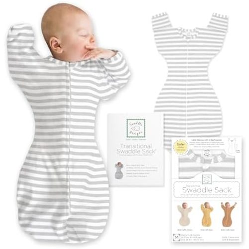 SwaddleDesigns Transitional Swaddle Sack, Arms Up Half-Length Sleeve Mitten Cuff, Most Gradual Transition Swaddle for Newborn
