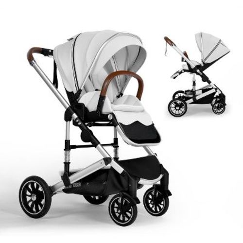 Kinder King Roc 1 Reversible Folding Baby Stroller, High Landscape, Adjustable Canopy, Anti-shock, 5-point Harness, Cup Holder, Dark Grey