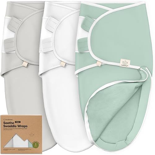Baby Swaddle Sleep Sacks with Zipper - 3-Pack Swaddles for Newborns 3-6 Months, Infant, Baby Girls, Boys, Soft & Durable Newborn Sleep Sack, Easy Diaper Change Swaddling Blanket (Sage, L)