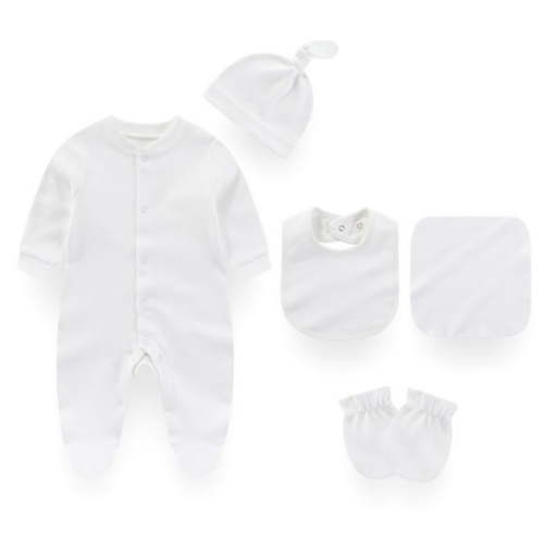 Zavbaby Baby Boy Girl Cotton Solid Color Layette Set Gift,5-Pack,Sizes 0-12M