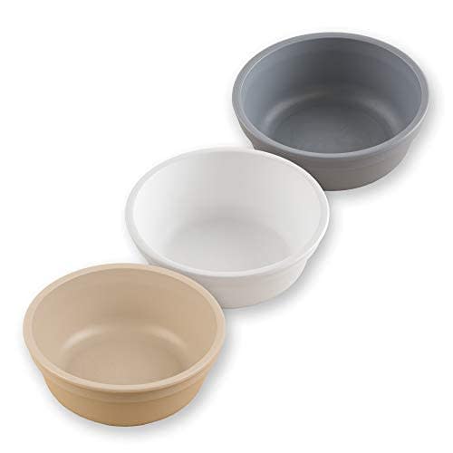 Re-Play Made in USA 12 Oz. Reusable Plastic Bowls, Pack of 3 Without Lid - Dishwasher and Microwave Safe Bowls for Snacks and Everyday Dining - Toddler Bowl Set 5.75" x 5.75" x 2", Seashell