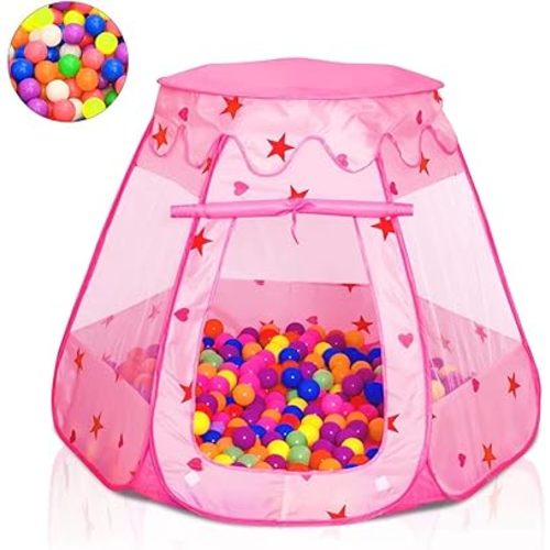 Baby Ball Pit for Toddler with 50 Balls, Kids Pop Up Play Tent for Girls, Princess Toys for Children Indoor & Outdoor Playhouse with Carry Bag