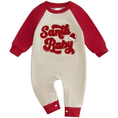 My First Christmas Baby Girl Boy Outfit Santa Long Sleeve One Piece Romper Newborn Infant Fall Winter Clothes