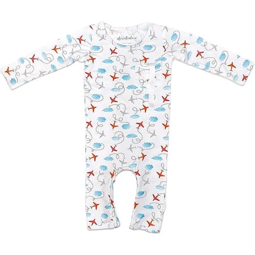 Bamboo Viscose Baby Rompers - Soft & Breathable, Zipper Closure, Front Pocket - Newborn to 18 Months