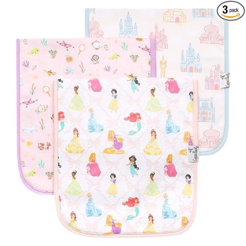 Copper Pearl Baby Burp Cloth Large 21''x10'' Size Premium Absorbent Triple Layer 3-Pack Gift Set Disney Princess