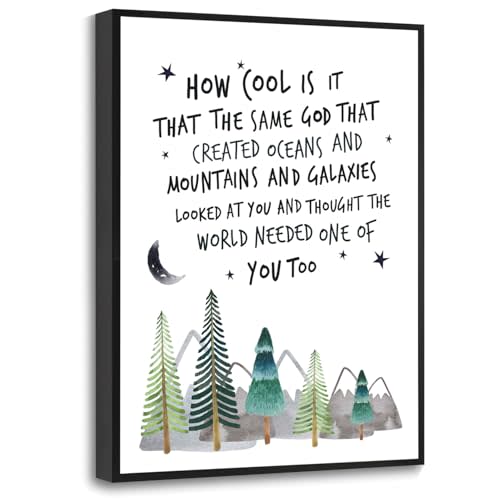 Howwii Inspirational Wall Art for Nursery Mountain Decor, Same God Creation Christian Wall Decor for Kids Room, First Communion Gift, Baptism Gifts for Boys Girls (Black Frame)